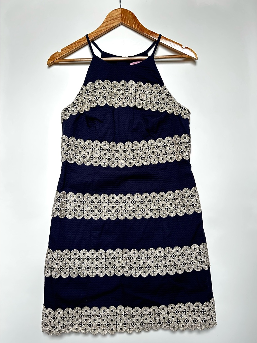 Lilly Pulitzer Annabelle Y2K Gold Lace Metallic Striped Jacquard Shift Dress 4